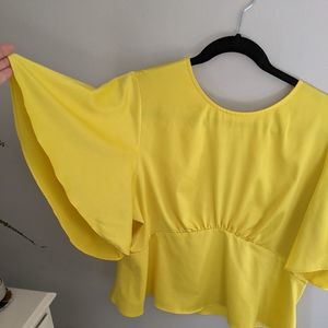 Express Yellow Blouse with Flared Sleeves